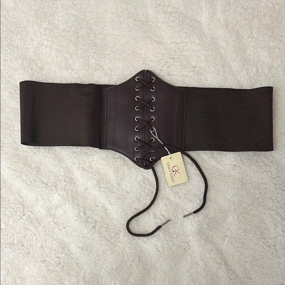 Brown Lace-Up Waist Belt